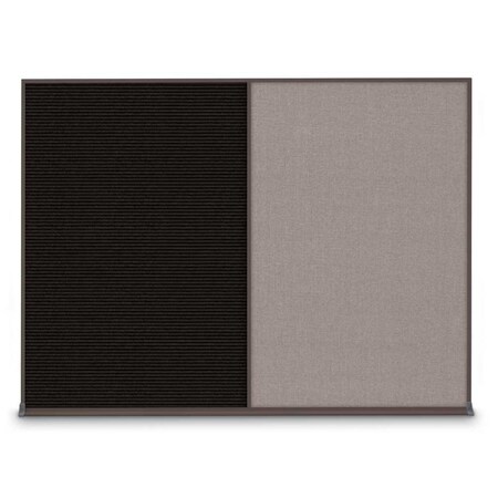 United Visual Products Double Door Radius Plus Corkboard, 60"X UV8004PLUS-BRONZE-AMETHY